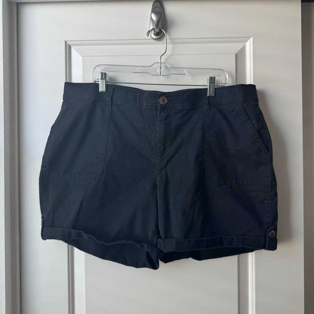 Lane Bryant Black Cargo Shorts Rolled Hem 18
